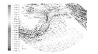調(diào)節(jié)閥開(kāi)度90%時(shí)對(duì)稱面上速度矢量圖
